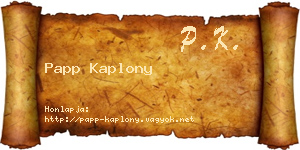 Papp Kaplony névjegykártya